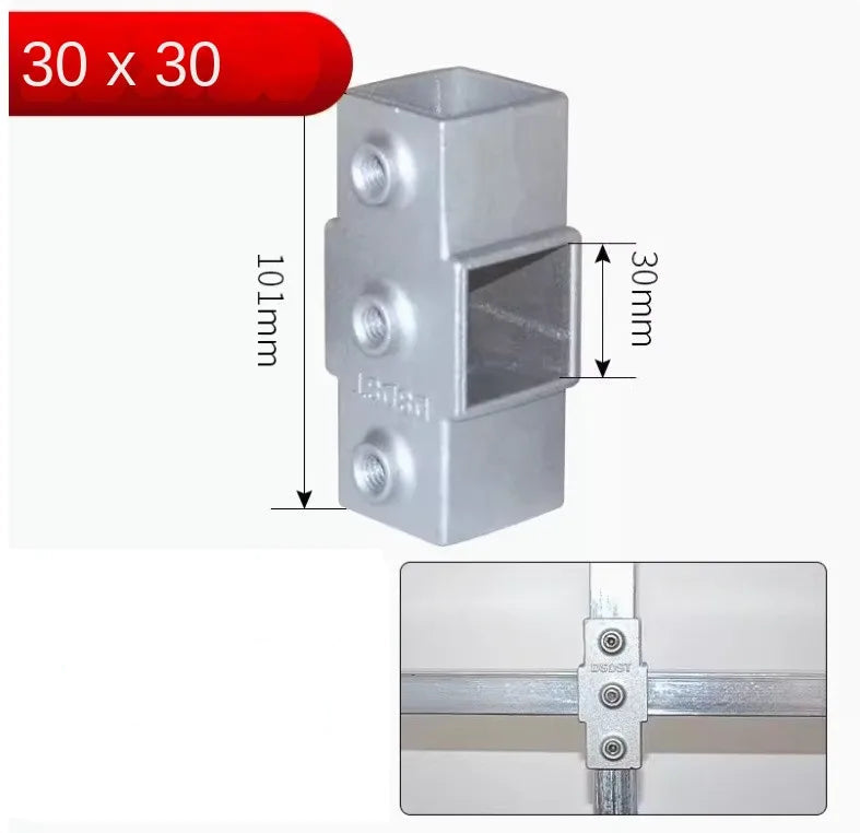 Conector Quadrado Estrutural em Liga de Alumínio 30x30mm