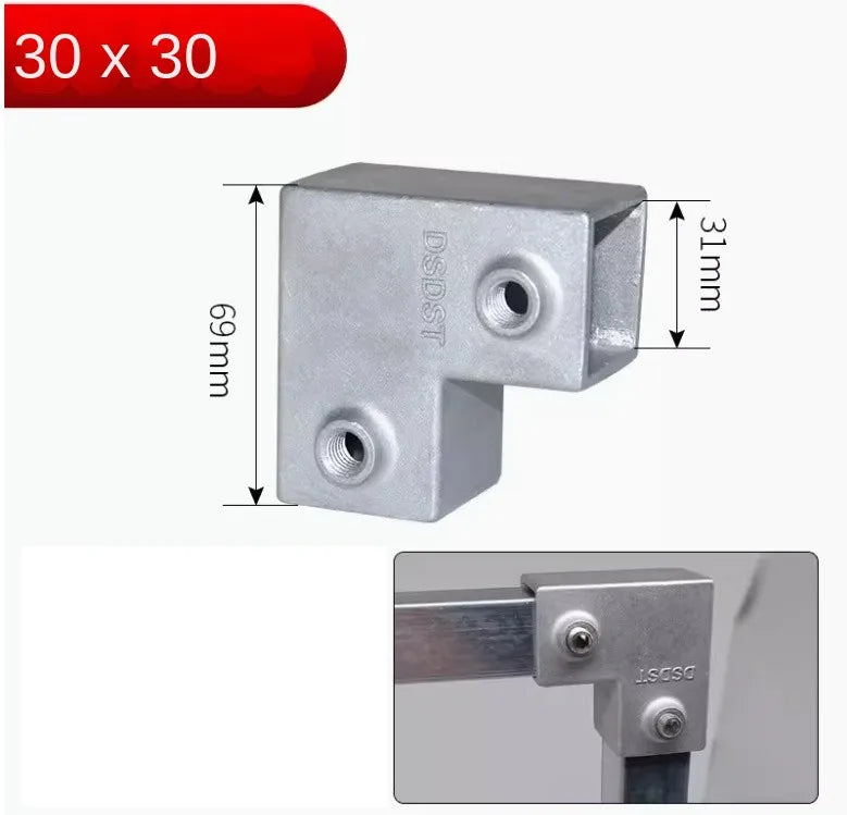 Conector Quadrado Estrutural em Liga de Alumínio 30x30mm