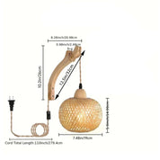 Lanterna de bambu lâmpada de parede natural rattan vime e27 lustres mão-tecido decoração do quarto de bambu abajures luminárias de parede