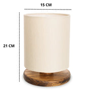 Abajur Luminária de Mesa com Cúpula em Linho Natural - Base em Madeira Pinus