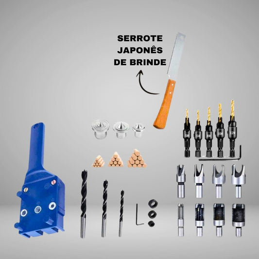 Brocas Para Fazer Cavilha + Escareador + Gabarito + Serrote de Brinde - Akada Brasil