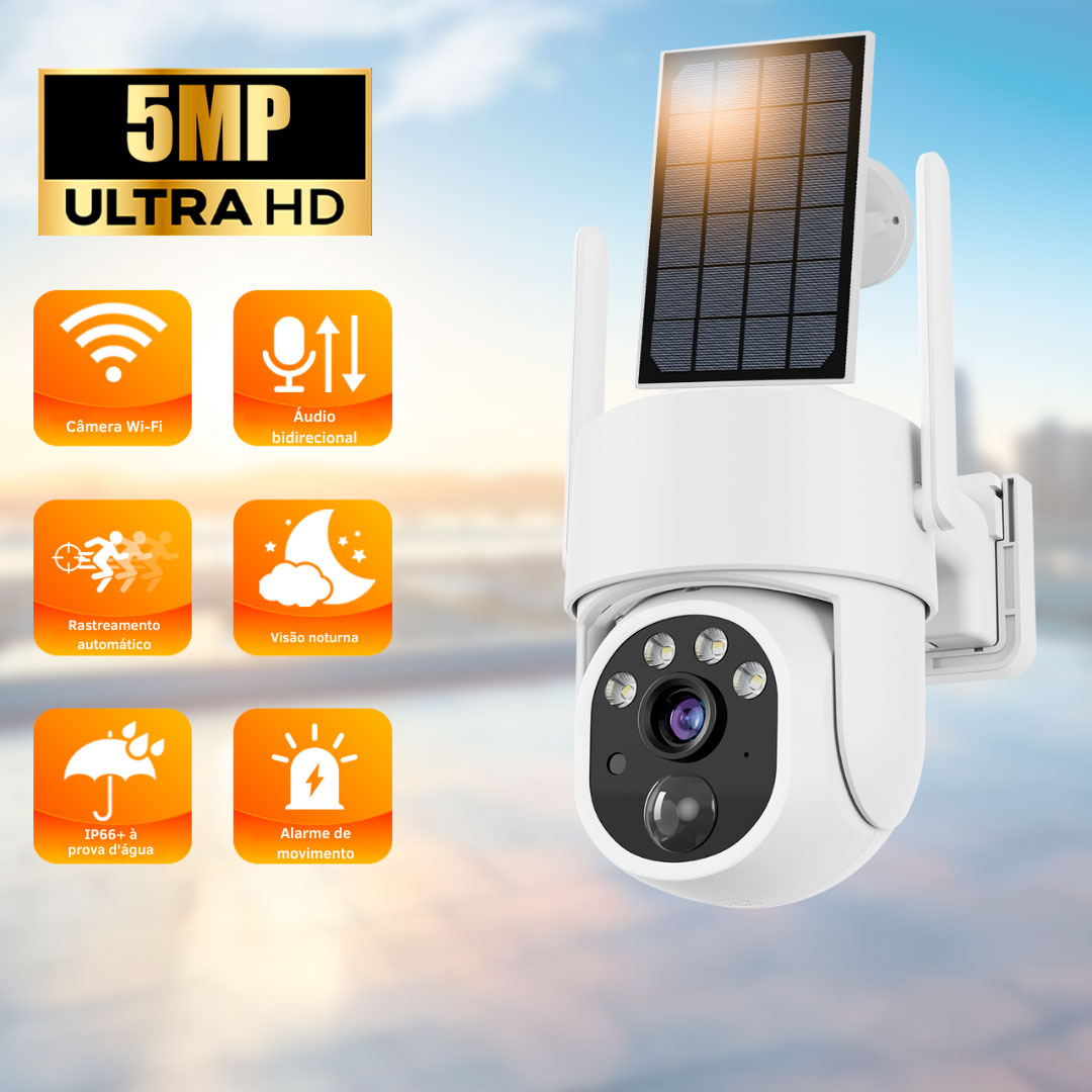Câmera Solar WiFi 5MP com Detecção Humana e Zoom 5X