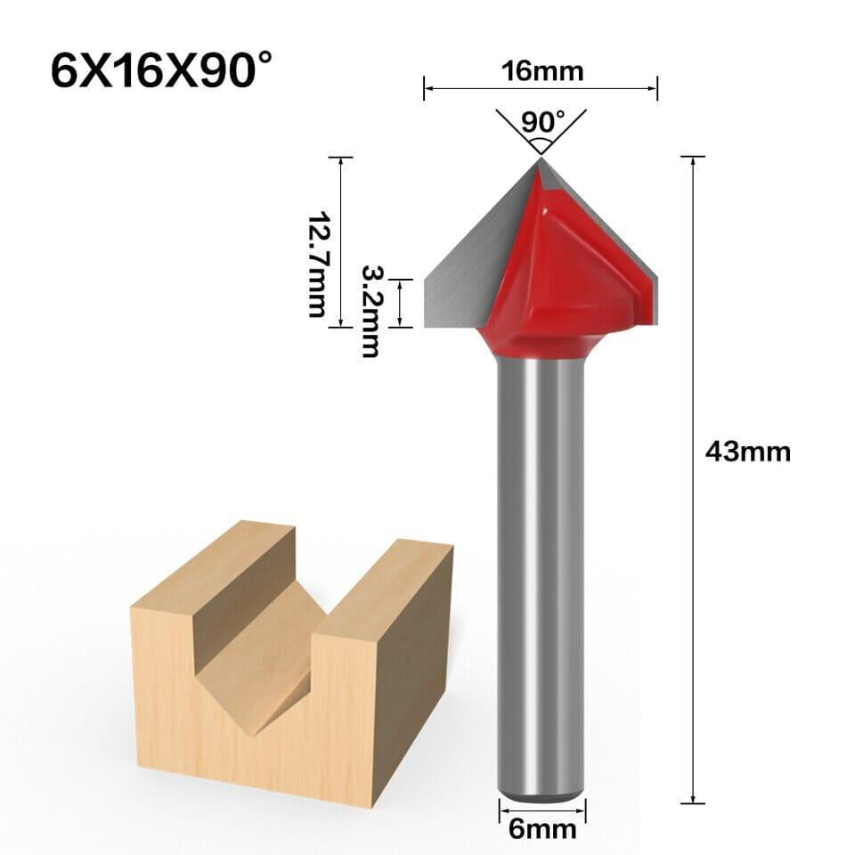 Fresas para Rasgo em V 90 graus para Tupia 6mm - Akada Brasil