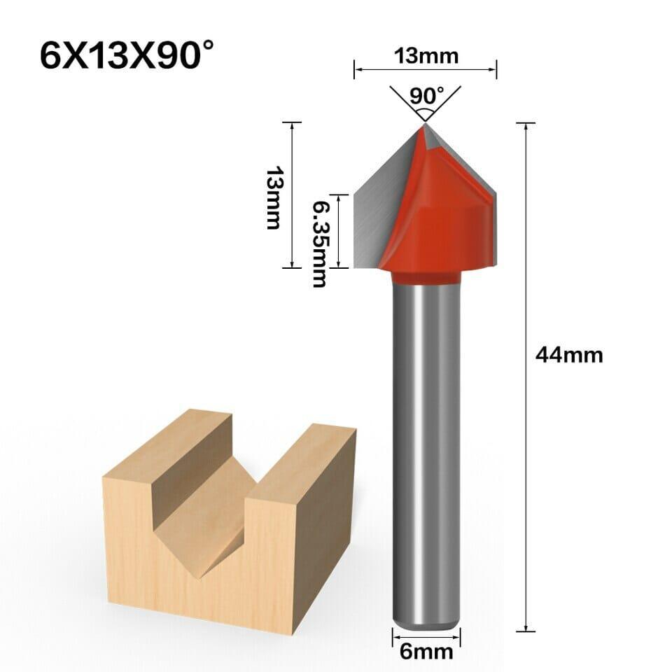 Fresas para Rasgo em V 90 graus para Tupia 6mm - Akada Brasil