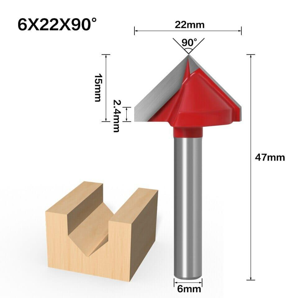 Fresas para Rasgo em V 90 graus para Tupia 6mm - Akada Brasil