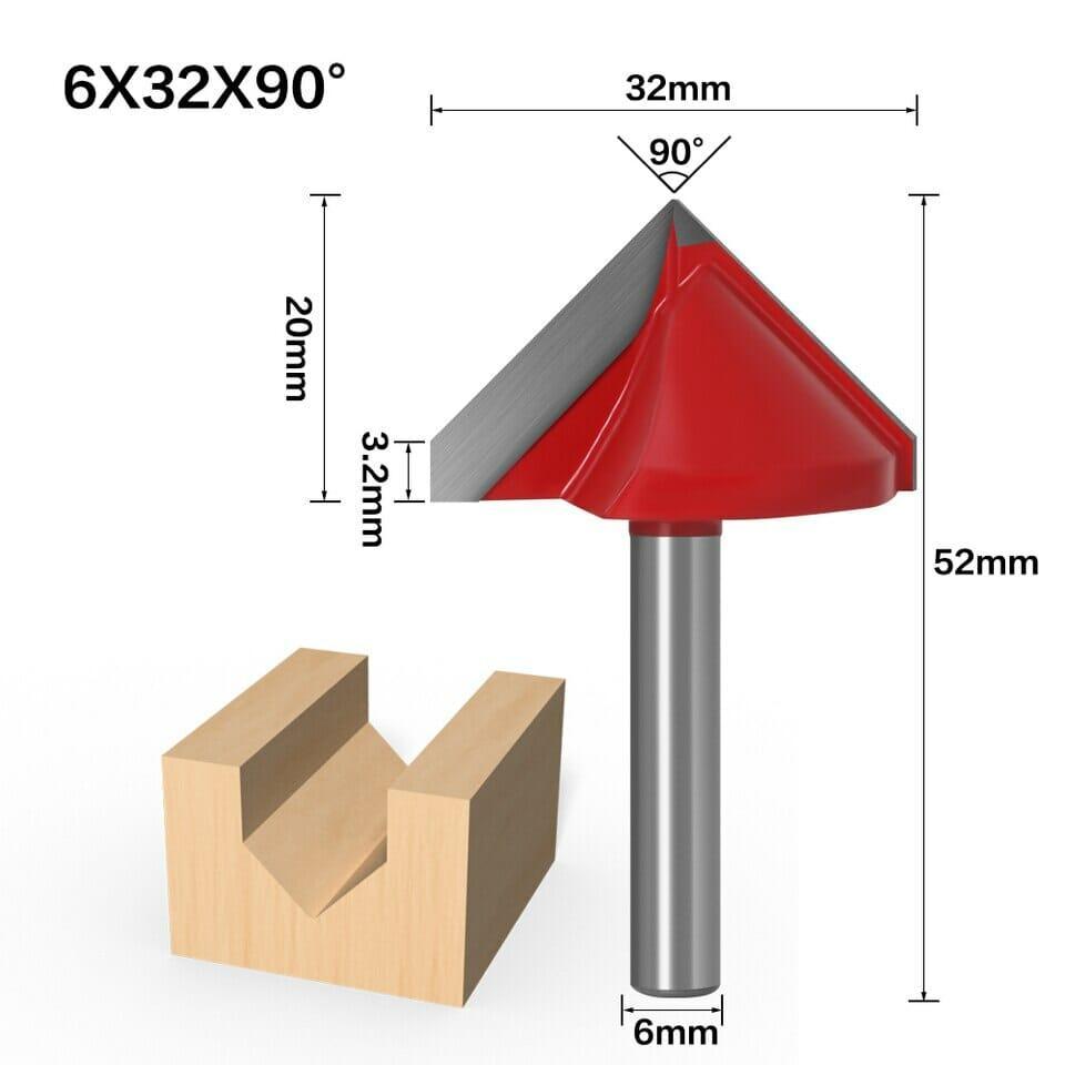 Fresas para Rasgo em V 90 graus para Tupia 6mm - Akada Brasil