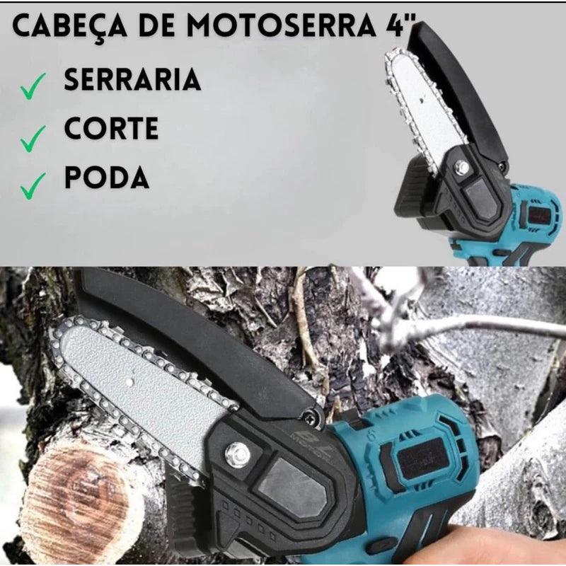 Kit 9 em 1 Multifuncional com Seis Cabeçotes Intercambiáveis – Furadeira, Parafusadeira, Esmerilhadeira, Motosserra, Serra Tico - Tico e Mais - Akada Brasil