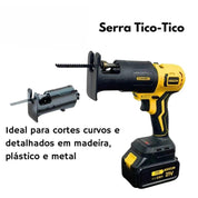 Kit 9 em 1 Multifuncional com Seis Cabeçotes Intercambiáveis – Furadeira, Parafusadeira, Esmerilhadeira, Motosserra, Serra Tico - Tico e Mais - Akada Brasil