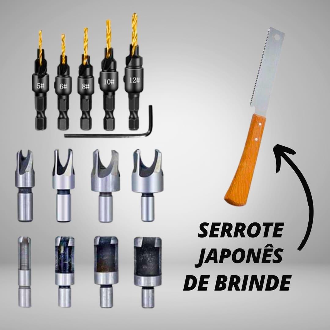 Kit de Brocas para Cavilha e Escareador com Serrote Japonês – 14 Peças - Akada Brasil