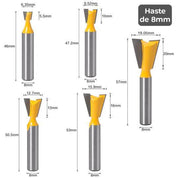 Kit Fresas Rabo de Andorinha Haste 8mm - MegaRouter - Akada Brasil