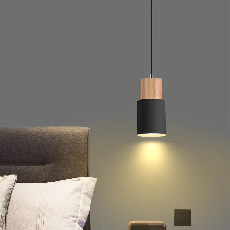Luminária Pendente Minimalista Madeira Akada