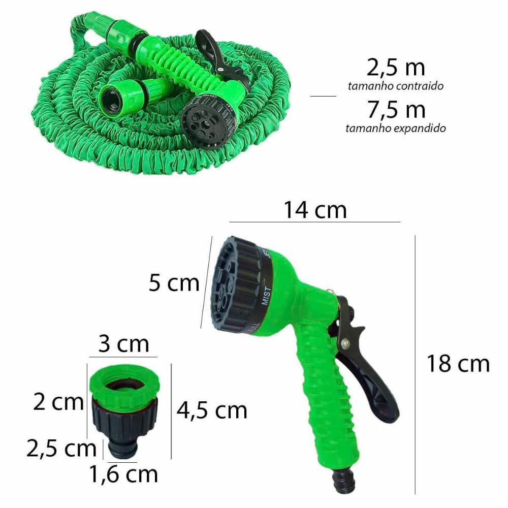 Mangueira Mágica Expansível com Gatilho e 7 Tipos de Jatos para Jardim - JatoFlex - Akada Brasil