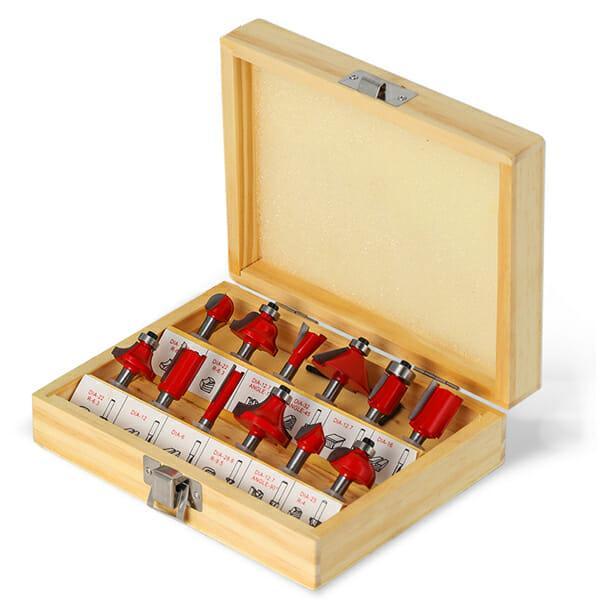 Kit Jogo 12pcs Fresas 6mm para Tupia com Maleta - RouterBox - Akada Brasil