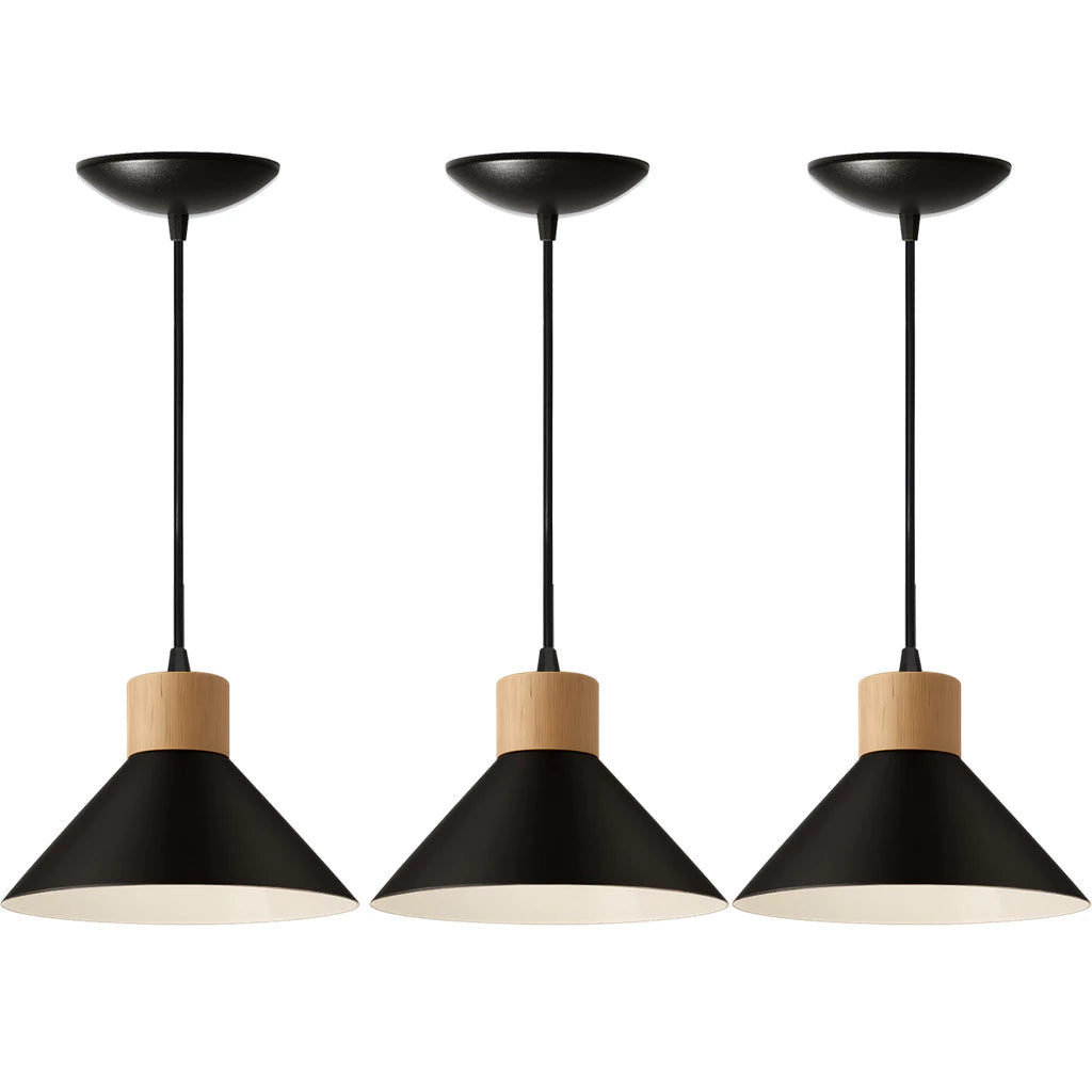 Pendente de Teto Moderno com Detalhe em Madeira - Lighture