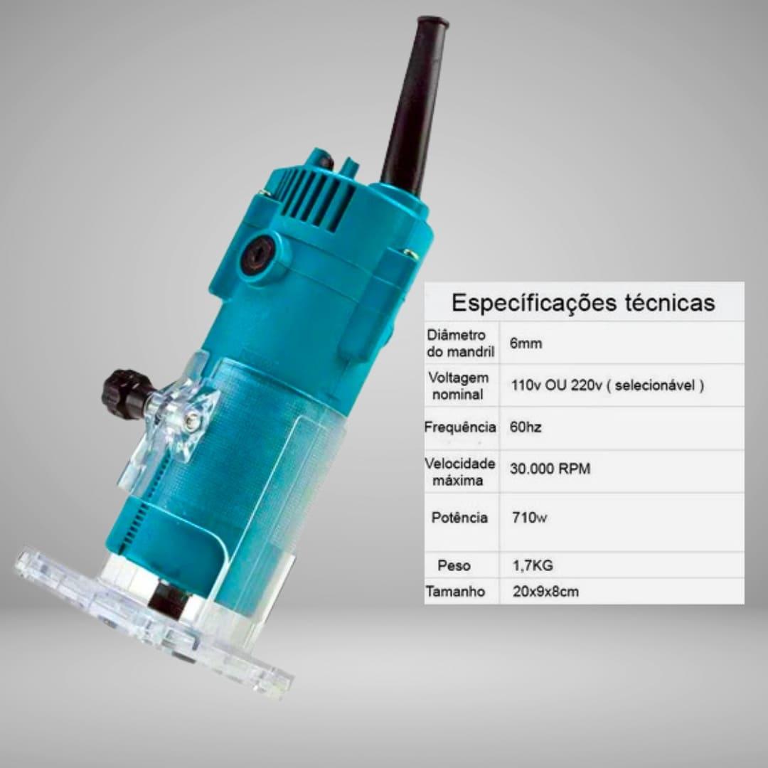 Tupia Manual Laminadora 6mm Com Guia Corte 710w - Akada Brasil